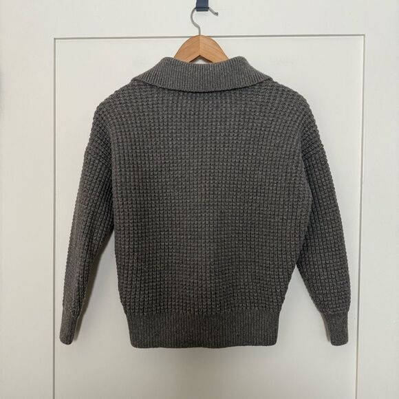 Madewell Waffle Knit Henley Sweater Womens Sz XS Heather Gray Cotton Wool Blend - Picture 5 of 11